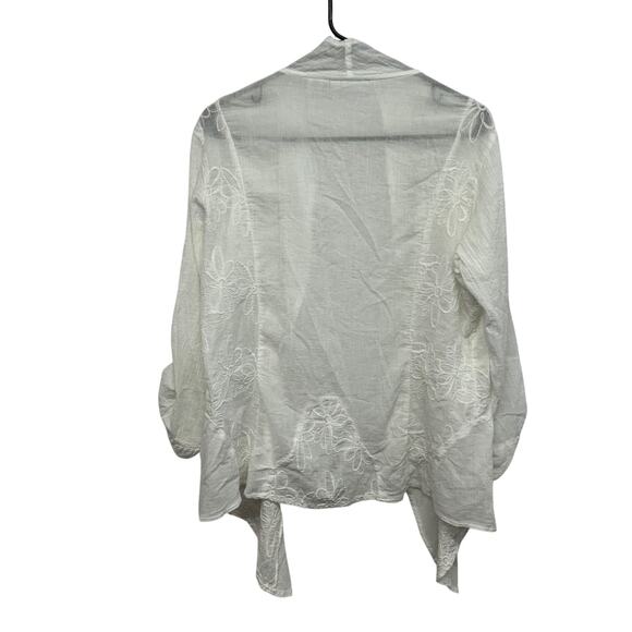 Cottagecore Embroidered Open Front Cardigan‎ Tantrums White Cotton XL - Picture 4 of 6